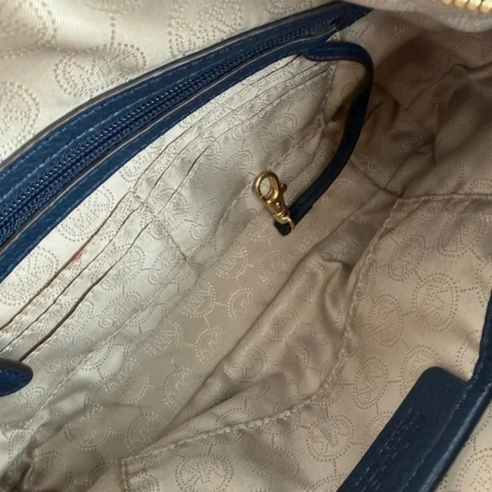 Michael Kors Jet Set East West Crossbody Bag Navy Blue Pebbled Leather 40-18‎